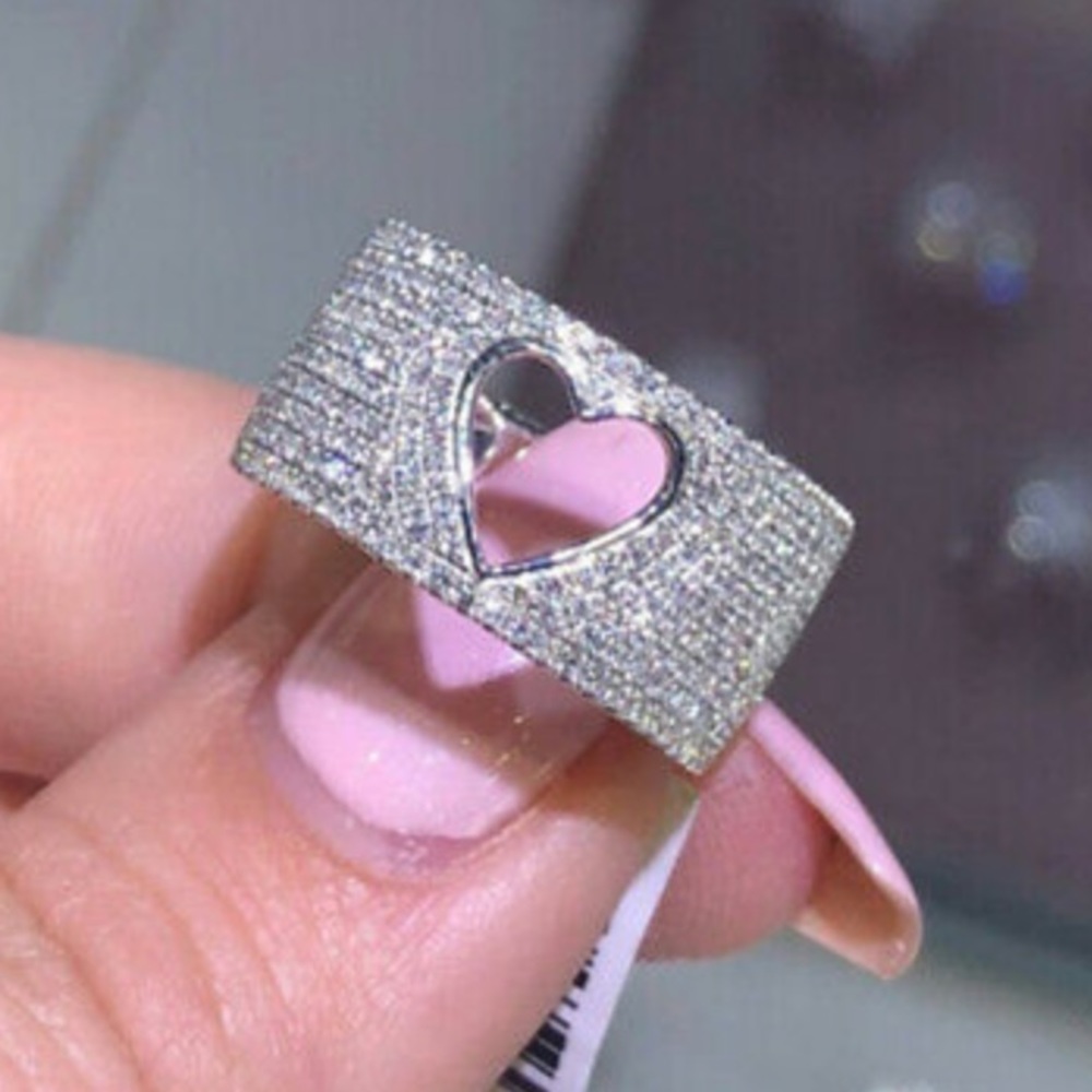 Heart 925 Silver Ring  White Sapphire Wedding